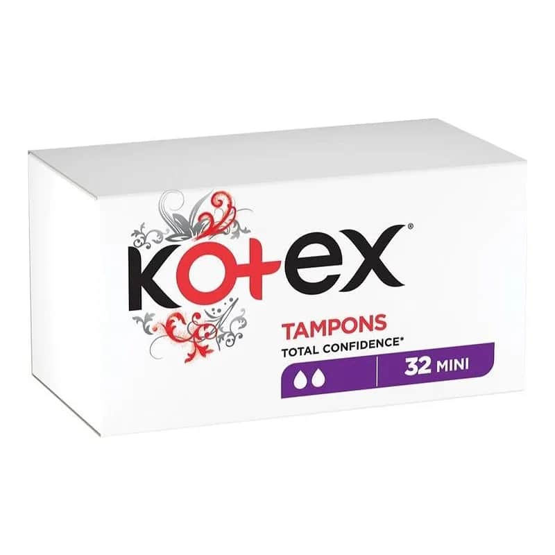 טמפונים ללא מוליך Kotex מידה Mini - סך הכל 32 יחידות