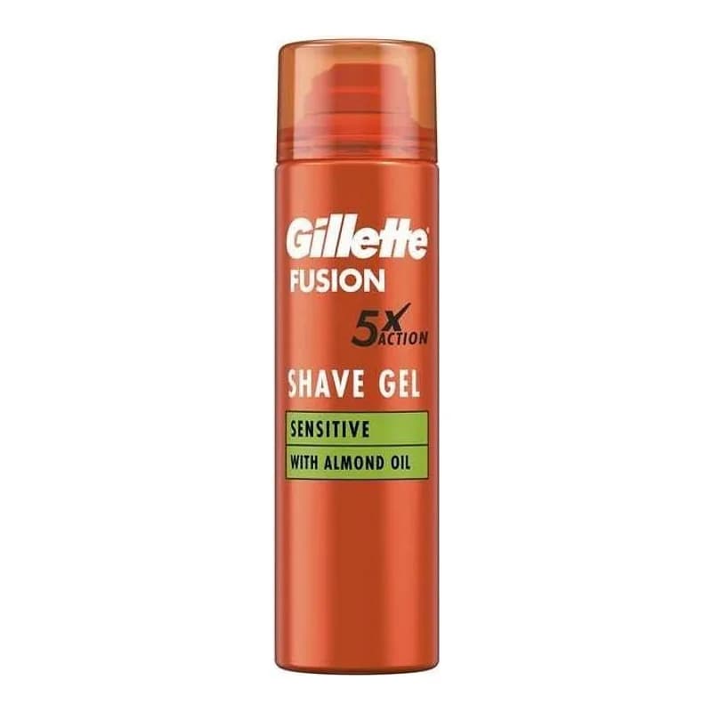 ג'ל גילוח Sensitive With Almond Oil מבית Gillette Fusion - בנפח 200 מ''ל