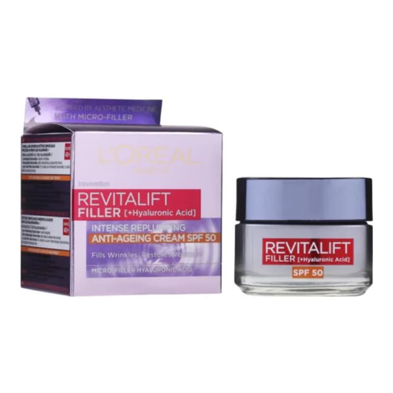 Loreal Paris - קרם יום Revitalift Filler עם מקדם הגנה SPF50 - נפח 50 מ''לs