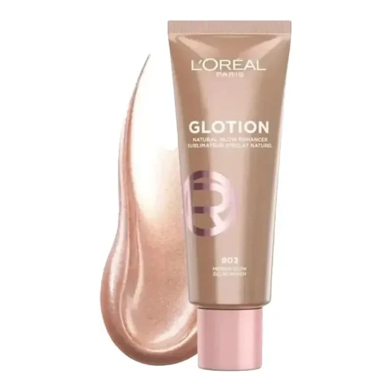 Loreal Paris - קרם לחות והיילייטר Lumi Glotion בגוון 903 Medium Glow - נפח 40 מ''ל