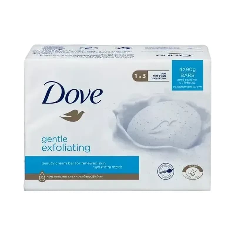 אל סבון מוצק גרגרים Dove - סך הכל 4 יחידות באריזה 90 גרם כל אחד