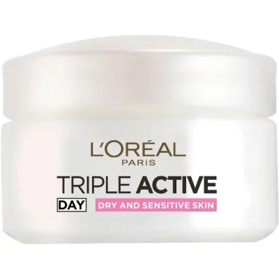 L'OREAL PARIS TRIPLE ACTIVE קרם לחות לעור יבש ועדין